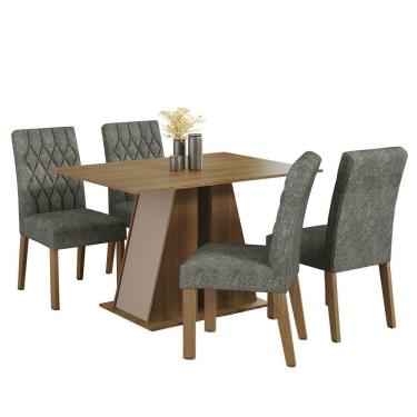 Imagem de Conjunto Sala De Jantar Mesa Tampo De Madeira 4 Cadeiras Rustic/crema/silver Gisele Madesa Rustic/crema/silver