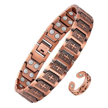 Imagem de Jecanori Pulseira magnética de cobre puro para mulheres e homens, pulseiras elásticas com contas, estilo 4