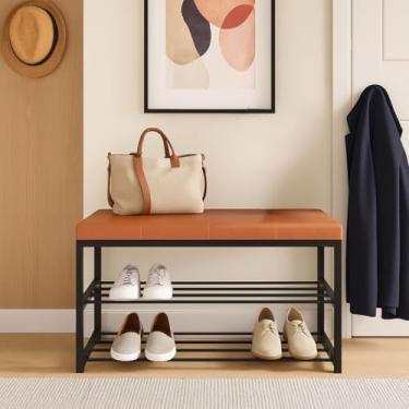 Imagem de Sapateira Assento Banco Organizador 2 Andares Hall Entrada - Cor:Caramelo