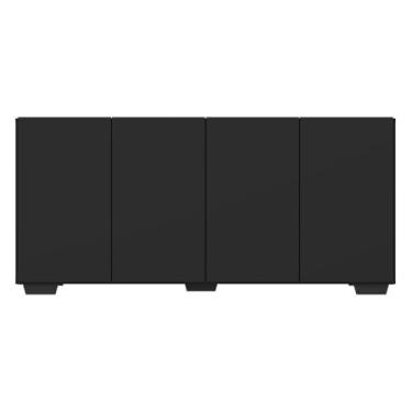 Imagem de Aparador de quatro portas com pés quadrados Móvel multifuncional Preto