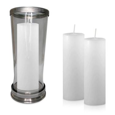 Imagem de Kit Copo Suporte Vidro Para Vela + 3 Velas Votivas 7 Dias Branca 250g