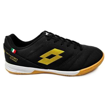 Imagem de Chuteira Futsal Lotto Stadio Classic Preto Indoor Conforto, Preto, 39,