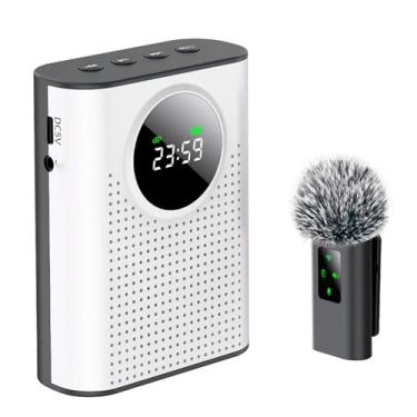 Imagem de Zhjvihx Amplificador de Voz Sem Fio, Processador de Sinal Digital Integrado, Chip de Redução de Ruído, Captador Omnidirecional Com Display Digital LED de Lapela Magnética, para