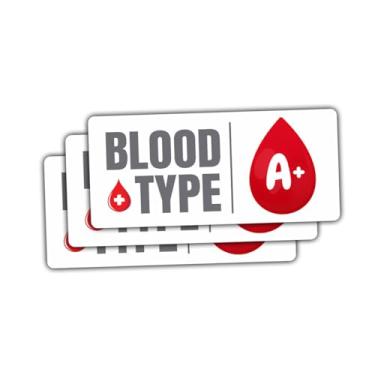 Imagem de 3 peças de adesivos de tipo sanguíneo para capacetes mini decalques de informações de emergência, motocicleta ADV, mountain bike, esqui e snowboard garrafa de água copo capa de telefone laptop 7.6 cm