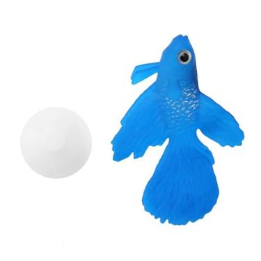Imagem de Chiffonade Peixe pequeno de silicone artificial, decoração divertida, flutuante betta, peixes artificiais falsos para decoração de aquário (peixe betta azul)