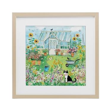 Imagem de Stupell Industries Impressão emoldurada para estufa de jardim e bétula de gato sob vidro, design de Clare Tupper, 40 x 40 cm
