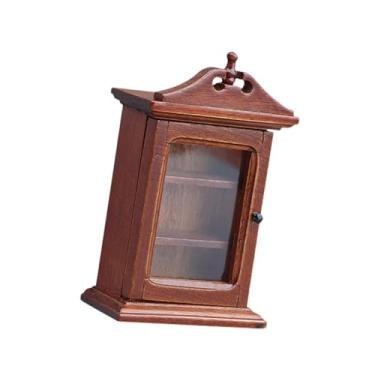 Imagem de Esquirla Armário em miniatura para casa de bonecas com uma porta, escala 1:12, prateleira de parede de madeira para quarto, sala de estar ou microcenário.