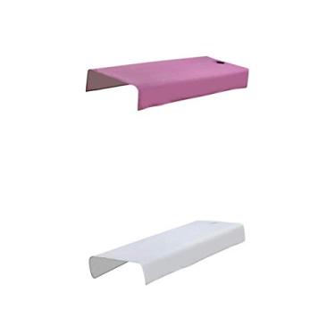 Imagem de Pacote com 2 lençóis de mesa de cama de massagem material de algodão macio e confortável capa de lençol de beleza para salão spa hotel viagem em casa - branco 120 x 195 cm