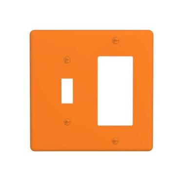 Imagem de Wmhusu Capa para interruptor de luz, laranja vibrante, 2 gangs, conjunto de interruptores, placas de parede, placas decorativas de interruptores e capas de tomada para banheiro, quarto, decoração de