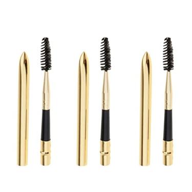 Imagem de barenx 3 peças de nylon aplicador de rímel de maquiagem pincel destacável para sobrancelhas dourado