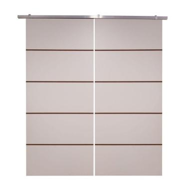 Imagem de Porta Dupla Branco Prime Frisada Kit Alumínio F03 - 210x140