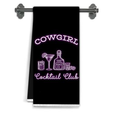 Imagem de Elefeltclave Toalhas de cozinha de clube com tema de coquetel ocidental, presentes para amantes de coquetéis vaqueiras toalhas de prato de bar de chá para decoração de carrinho de cozinha, toalhas de