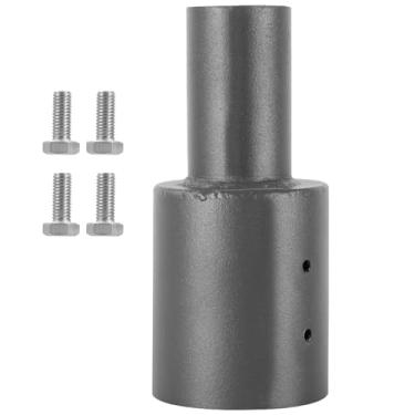 Imagem de Adaptador de espiga de ferro para postes redondos de 10 cm, suporte de montagem resistente com parafusos, acessório de poste de luz seguro para iluminação de rua e área