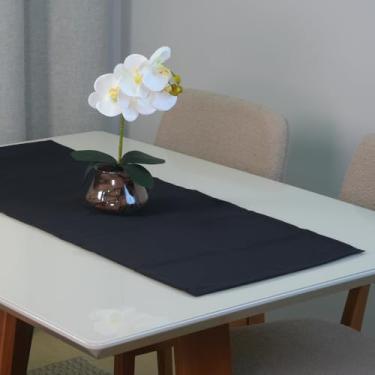 Imagem de Caminho de Mesa em Oxford, 100% Poliéster, 130 x 40 cm, Decorativo, Resistente, Fácil Manutenção (Preto)