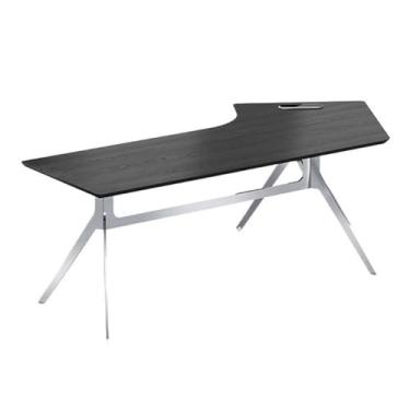 Imagem de Mesa de trabalho Mesa em formato de L, estação trabalho, mesa canto para laptop, escrita para escritório casa com espelho, pernas aço inoxidável