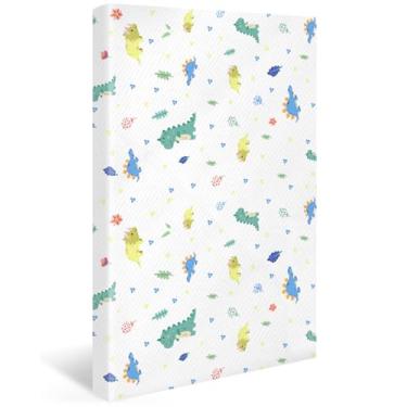 Imagem de Casusv Mini colchão de berço de 96,5 x 61 cm com capa de animal lavável e respirável e macia à prova d'água - Colchão infantil portátil com espuma de suporte de alta densidade