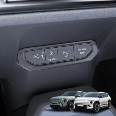 Imagem de Cnaurda Capa de porta de carregamento USB de controle central de carro, porta de carregamento decorativa protetora USB compatível com acessórios Kia EV3 2024-2025 (madeira)