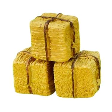 Imagem de Esquirla 3 Mini Fardos de Feno para Casa de Bonecas - Simulação de Fardos de Feno de Outono - Adereços Fotográficos para Jardim de Fadas e Casa de, Quadrado 2.5x2.5x2.5cm