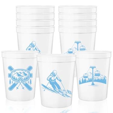 Imagem de BOMXOI 12 peças de copos de plástico para esportes de inverno com tema de despedida de solteira chá de bebê decoração de festa de aniversário suprimentos