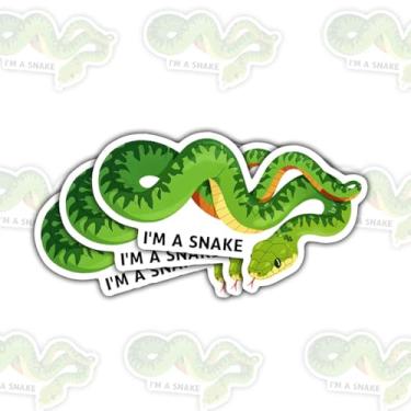 Imagem de 3 adesivos I'm a Snake, decalques de vinil de répteis engraçados de desenho animado para laptop, caderno, diário, garrafa de água, para-choque de carro, presente para adolescentes, estudantes, fãs de