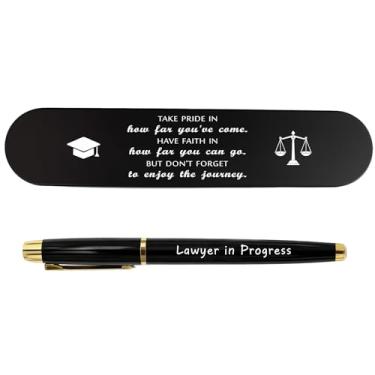 Imagem de TANWIH Presentes para advogados – Caneta de gel gravada "Lawyer in Progress" com caixa de citação inspiradora – Formatura perfeita, exame de bar, estudante de direito, presente de advogado