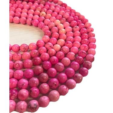 Imagem de Lady Works Fio de 33 cm de pedra natural turquesa tingida, contas lisas redondas de 8 mm para fazer joias DIY | Beads_02569