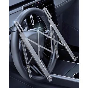 Imagem de xuenair Suporte para laptop de volante para carro, SUV, caminhonete, estação de trabalho, veículo Tesla, ajustável, dobrável, portátil, iPad, tablet, laptop, suporte para mesa, Tiktok Car Travel