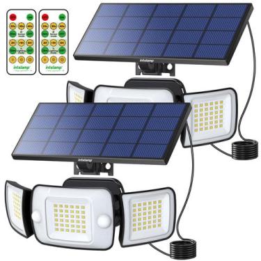 Imagem de Luzes solares intelamp, sensor de movimento de 3 cabeças, Lp65, pacote