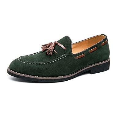 Imagem de Sapato social masculino de couro Oxford, sapatos de couro legítimo, mocassins confortáveis, Verde, 39
