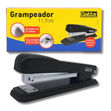 Imagem de Grampeador de Mesa Preto, 11,7cm, Grampeia até 20 Folhas, Resistente para Escritório