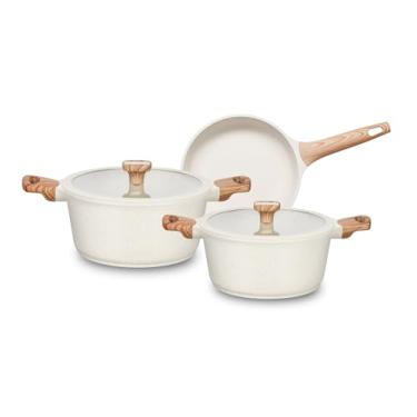 Imagem de Conjunto de Panelas Titanium Bege Natural 3 Peças Revestimento Ceramico 8448