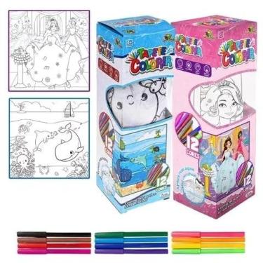 Imagem de Tapete de Pintura Infantil Lavável 50cm com Kit 12 Canetinhas Coloridas