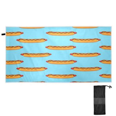 Imagem de ATTX Toalha de praia colorida para cachorros-quentes 70 x 188 cm - Cobertor de microfibra leve de secagem rápida e resistente à areia para piscina, ioga, academia e viagens | Esportes de banho de