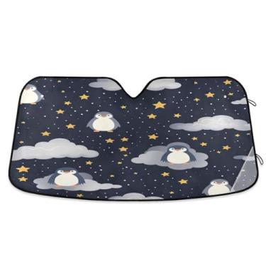Imagem de ATTX Pára-brisas de carro Cute Penguin 144.8 cm x 80.0 cm Escudo solar universal com proteção UV, persiana de janela frontal automática dobrável para caminhões Sedans SUVs #236