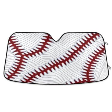 Imagem de ATTX Para-brisa de carro com estampa de beisebol esportivo 144.8 cm x 80.0 cm escudo solar universal com proteção UV, persiana de janela frontal automática dobrável para Sedans SUVs caminhões #792
