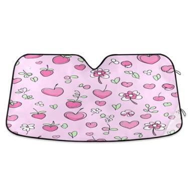 Imagem de ATTX Para-brisa de carro Pink Cherries 144.8 cm x 80.0 cm Protetor solar universal com proteção UV, persiana de janela frontal automática dobrável para caminhões Sedans SUVs #9