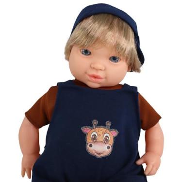 Imagem de Menino Loiro com Acessórios, 40cm, Corpo Macio, Vinil Atóxico, Faz Xixi, Inclui Mamadeira, Fralda e Pinico