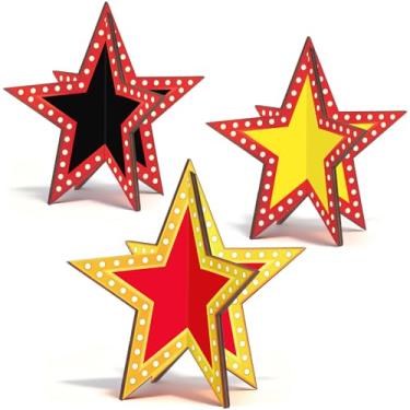 Imagem de Movie Night Decorations Movie Night Theater Table Wooden Centerpieces 3D Star Table Sign Tabletop Decor Wooden Stars Centerpieces Cinema Movies Birthday Party Favors for Birthday Party Home Decoration