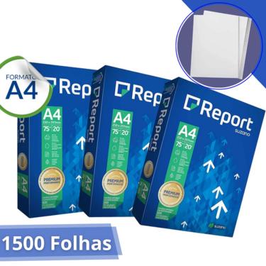 Imagem de Papel Sulfite A4 Branco Report Premium 3 Resma de 500 Folhas - Total de 1500 Folhas
