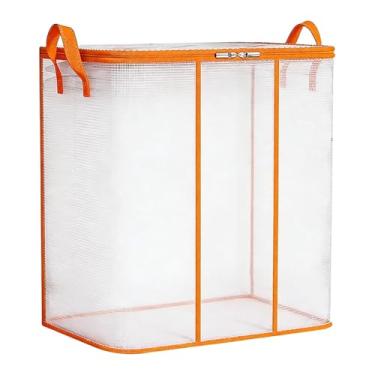 Imagem de MotiveTech Saco de armazenamento de roupas com alça reforçada, dobrável e transparente, ideal para guardar edredons, colchas e brinquedos durante mudanças, 55cm X 40cm X 50cm