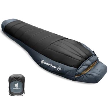Imagem de GEERTOP Saco de dormir portátil de múmia com forro de grafeno para adultos em clima frio de 2,8 °C a 4,4 °C, leve e resistente à água, compacto quente para acampamento, mochila, caminhada