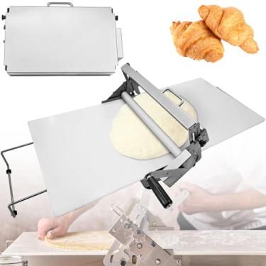 Imagem de Folha de massa dobrável de 41 x 15 cm com placa de aço inoxidável ajustável manual para croissants torta de pizza croissants crosta e pastelaria