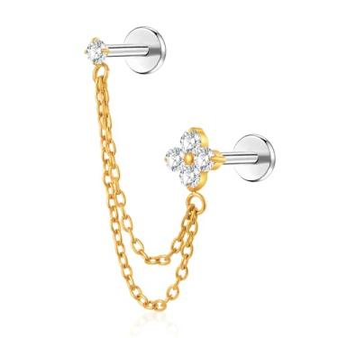 Imagem de 1 peça G23 brincos de titânio com costas planas 16 g F136 grau de implante labrets de titânio encaixe de pressão sem rosca push in cartilagem delicada hélice concha lóbulo lábio tragus piercing joia