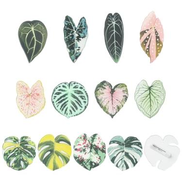 Imagem de UR URLIFEHALL 24 peças, 12 estilos, alfinetes de folha Monstera, acrílico, broche, folhas de plantas, alfinetes de lapela para roupas, chapéu, bolsa, mochilas de artesanato decorativas