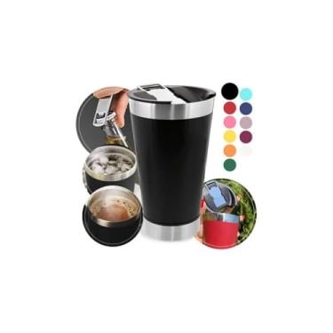 Imagem de Copo Térmico para Cerveja com Abridor, 500ml, Aço Inoxidável, Parede Dupla a Vácuo, Livre de BPA, 20x14cm