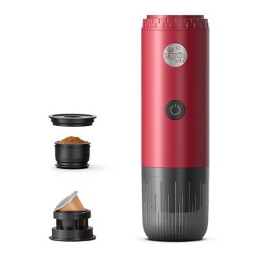 Imagem de Máquina de café expresso elétrica portátil, cafeteira de viagem para acampamento, cafeteira de carro autoaquecimento com USB-C, 3 em 1 com café moído, cápsula NS e cápsula DG para trailer, caminhadas