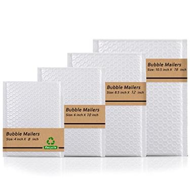 Imagem de Bubble Mailers 10 x 20 cm, 500 peças, envelopes acolchoados, sacos de envio para pequenas empresas, envelopes de envio com autovedação, à prova d'água e à prova de rasgos
