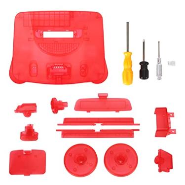 Imagem de Capa de substituição para console de jogos Grcfumo, capa de console de videogame retrô, capa de substituição para console de jogos para todas as máquinas de videogame retrô N64 (Vermelho Transparente)