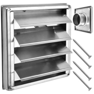 Imagem de LEONTOOL Tampa de ventilação de secador de metal de 10 cm para casa, tampa de ventilação de parede externa de aço inoxidável com 4 parafusos para exaustores de banheiro, exaustor, ventilação CA