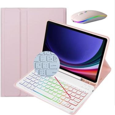 Imagem de HAOWSTRANG® ABNT2 Capa De Teclado Retroiluminada Para Samsung Galaxy Tab A7 10.4" 2020, Capa De Suporte Fina E Leve Com Teclado Bluetooth Sem Fio Destacável Magneticamente